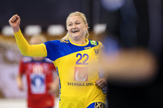 Sveriges Hanna Blomstrand jublar i matchen mellan Norge och