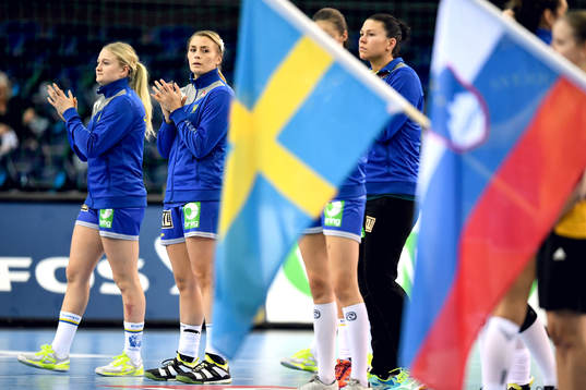 Sveriges Hanna Blomstrand, Isabelle Gulldén och målvakt