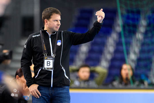 Sloveniens förbundskapten Uros Bregar i åttondelsfinalen
