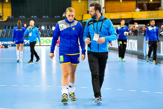 Sveriges Isabelle Gulldén och förbundskapten Henrik