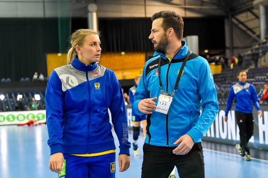 Sveriges Isabelle Gulldén och förbundskapten Henrik