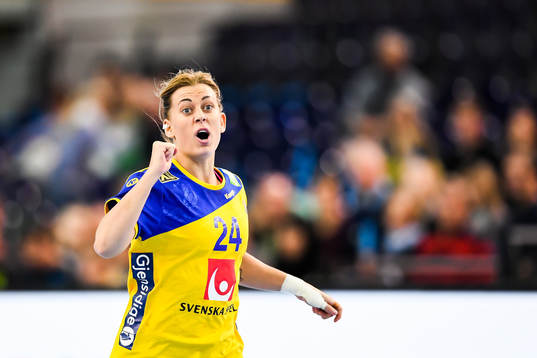 Sveriges Nathalie Hagman jublar i kvartsfinalen mellan