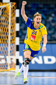 Sveriges Nathalie Hagman jublar i kvartsfinalen mellan