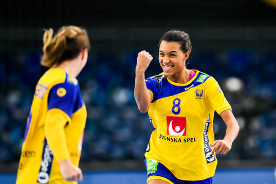 Sveriges Jamina Roberts jublar i kvartsfinalen mellan