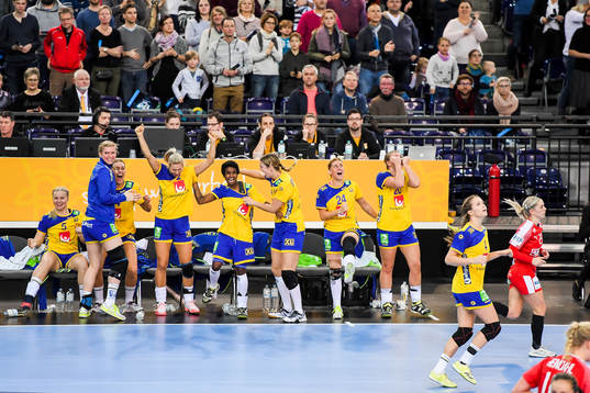 Sveriges spelare jublar