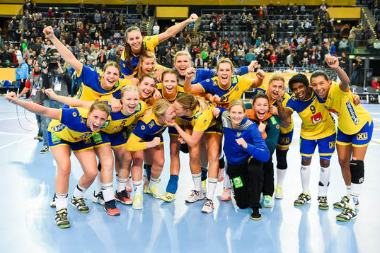 Sveriges spelare jublar