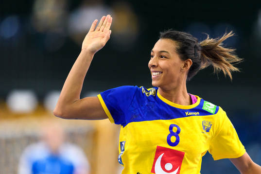 Sveriges Jamina Roberts jublar i kvartsfinalen mellan