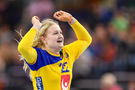 Sveriges Hanna Blomstrand jublar i kvartsfinalen mellan
