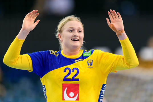 Sveriges Hanna Blomstrand jublar i kvartsfinalen mellan