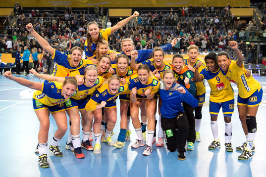 De svenska spelarna jublar