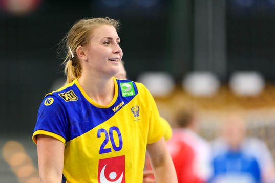 Sveriges Isabelle Gulldén jublar i kvartsfinalen mellan