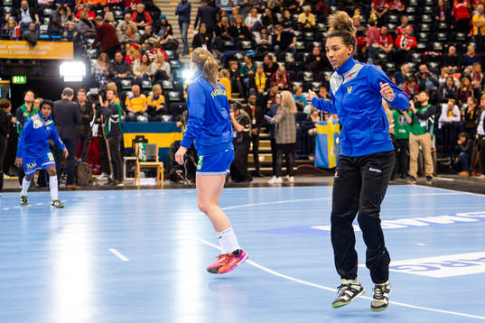 Sveriges Jamina Roberts före bronsmatchen mellan Sverige