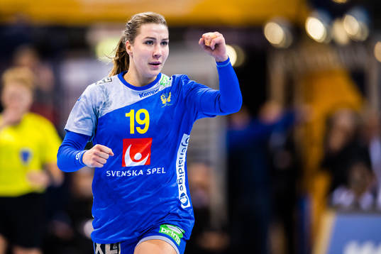 Sveriges Anna Lagerquist jublar  i bronsmatchen mellan