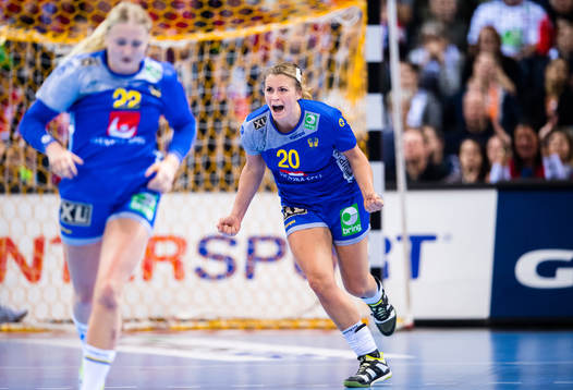 Sveriges Isabelle Gulldén jublar  i bronsmatchen mellan
