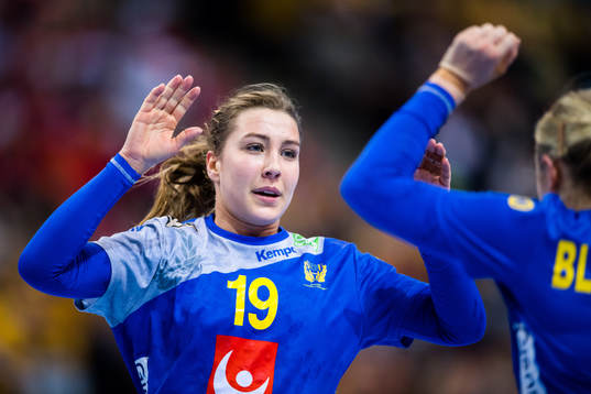 Sveriges Anna Lagerquist jublar  i bronsmatchen mellan