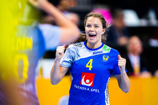 Sveriges Olivia Mellegård jublar  i bronsmatchen mellan