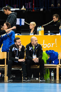 Sveriges förbundskapten Henrik Signell och assisterande