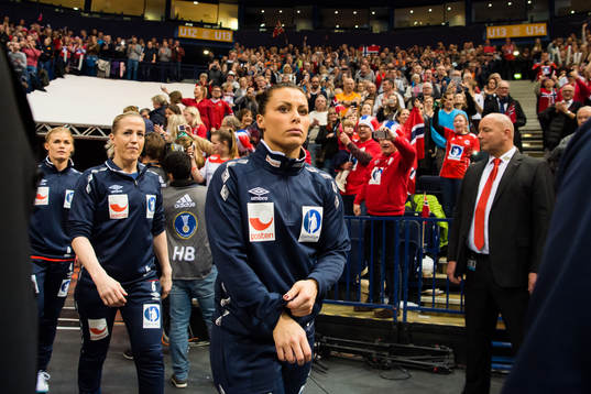 Norges Nora Mørk före finalen mellan Frankrike och Norge