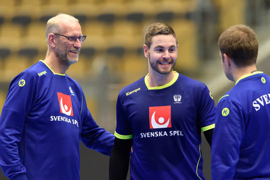 Målvaktstränare Mats Olsson och målvakt Andreas Palicka