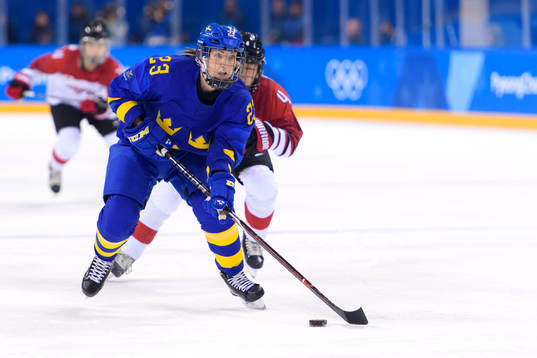 Rebecca Stenberg of Sweden in the women's ice hockey game