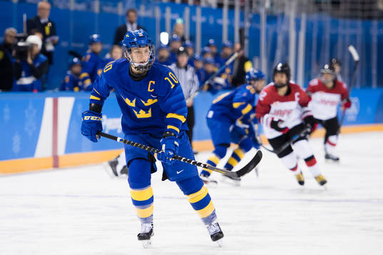 Emilia Ramboldt of Sweden in the women's ice hockey game