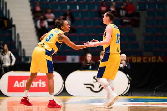 Sveriges Kalis Loyd och Anna Barthold jublar