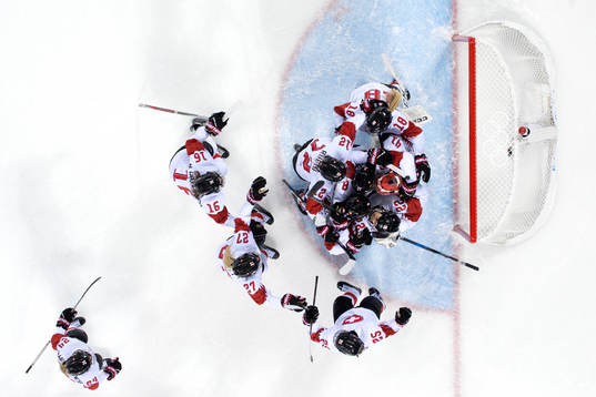 The Swiss players celebrate