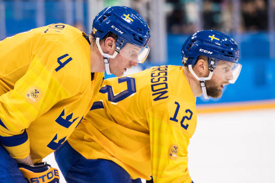 Staffan Kronwall of Sweden and Fredrik Pettersson of Sweden