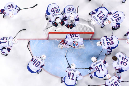 Team Norway prepares for the ice hockey game between