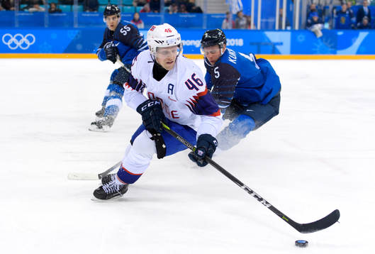 Mathis Olimb of Norway in the ice hockey game between