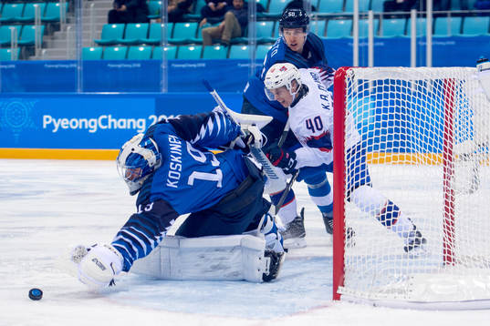 Goaltender Mikko Koskinen of Finland in the ice hockey game