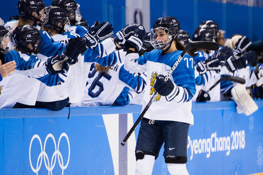 Susanna Tapani of Finland celebrating the 3-0 goal in the