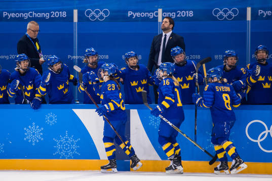 Rebecca Stenberg of Sweden celebrating the 5-2 goal in the