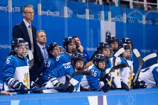 Team Finland in the ice hockey quarterfinal between Finland