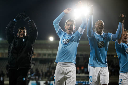 Malmö FFs Markus Rosenberg och Carlos Strandberg jublar
