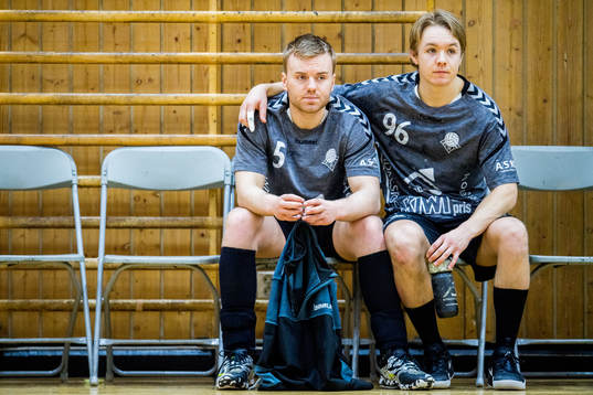 Morten Linder and André Ellertsen of Sandnes look dejected