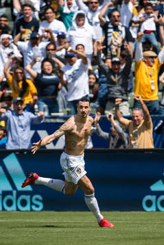 LA Galaxys Zlatan Ibrahimovic jublar