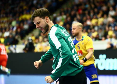 Kroatiens Mate Sunjic jublar och Sveriges Hampus