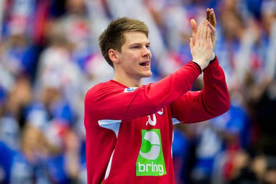 Goalkeeper Torbjørn Bergerud of Norway celebrates
