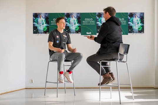 Karsten Warholm is been interviewed by Erlend Nesje,