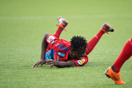 Helsingborgs Mamudu Moro  i fotbollsmatchen i superettan