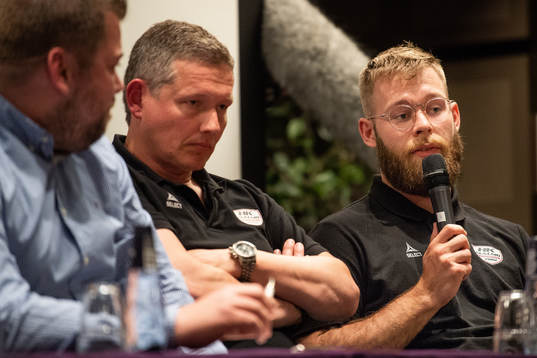 HK Malmös tränare Stian Tönnesen och Hampus Nygren