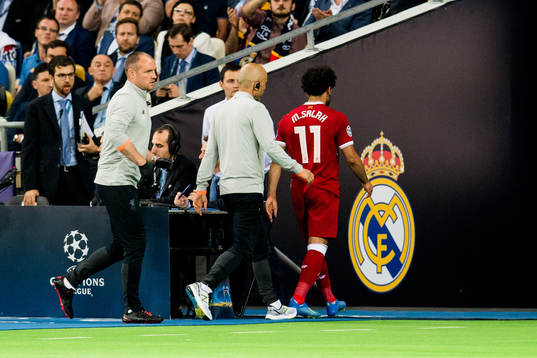 Mohamed Salah of Liverpool is being substituted with an