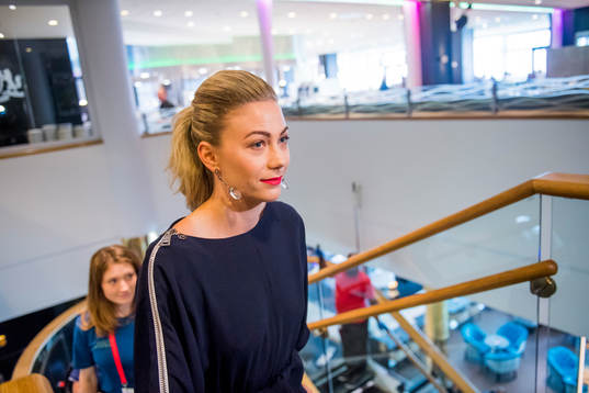 during a press event
