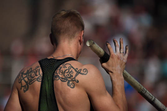 Piotr Lisek of Poland in the men's pole vault