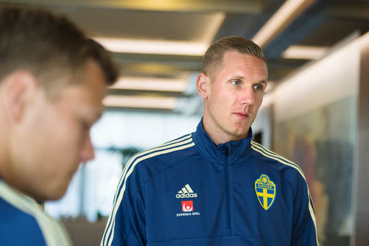 Robin Olsen of the Swedish national football team at a