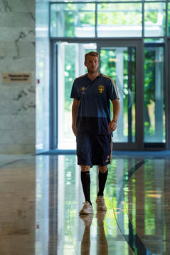 Ola Toivonen of the Swedish national football team arrives