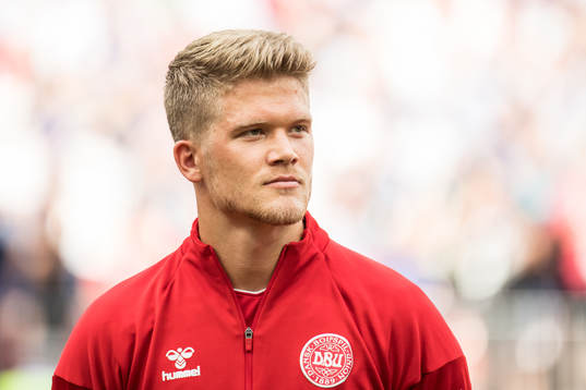 Andreas Cornelius of Denmark prior the FIFA World Cup group