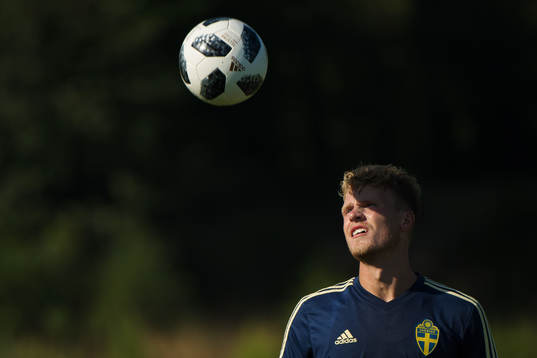 Oscar Hiljemark of the Swedish national football team at a