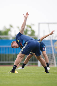 Emil Krafth of the Swedish national football team at a